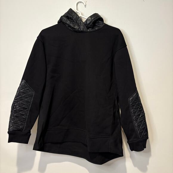 Zara Combination Quilted Hoodie Black Mixed Materials‎ Small Grunge Punk Emo - Picture 1 of 6